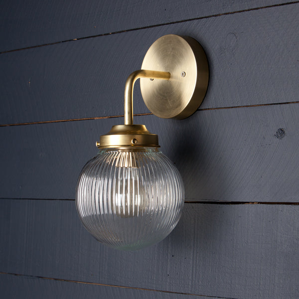 Vintage Brass Holophane Wall Sconce