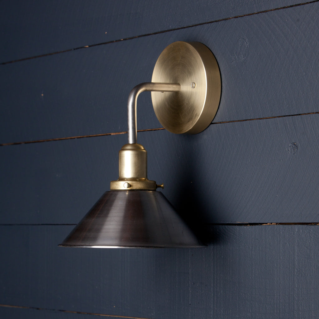 Mixed Metal Cone Shade Wall Sconce fixture