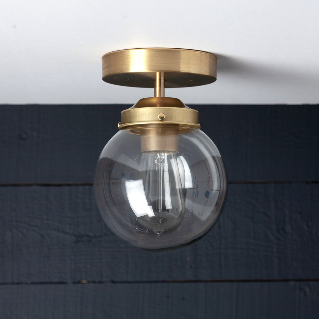 Brass Clear Globe Ceiling Light Fixture