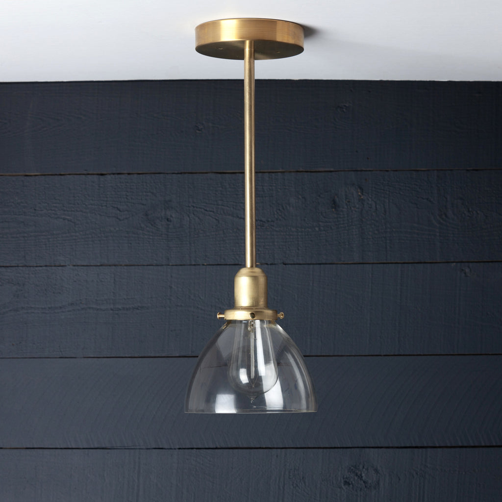 Brass Pendant Light Clear Glass Dome Shade