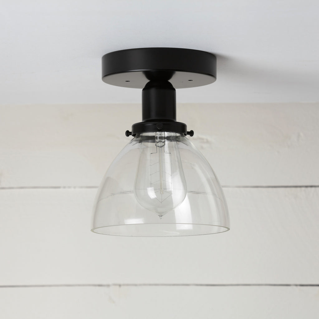 Clear Glass Dome Shade Black Ceiling Light